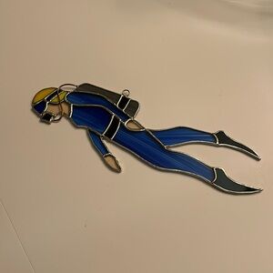 Like NEW! Stain glass Female Diver Ornament